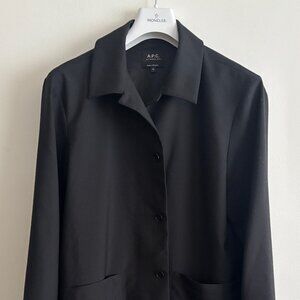 $580 A.P.C Black Wool Button up Overshirt/Shirt Jacket - Large- XL
